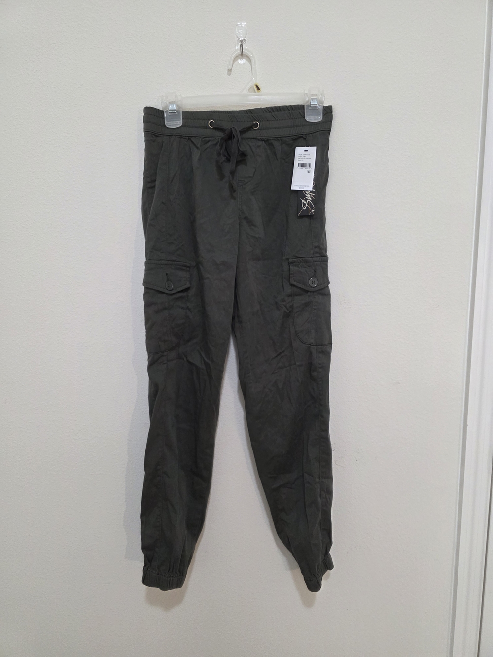 Women's Olive Green Cargo Joggers with Drawstring